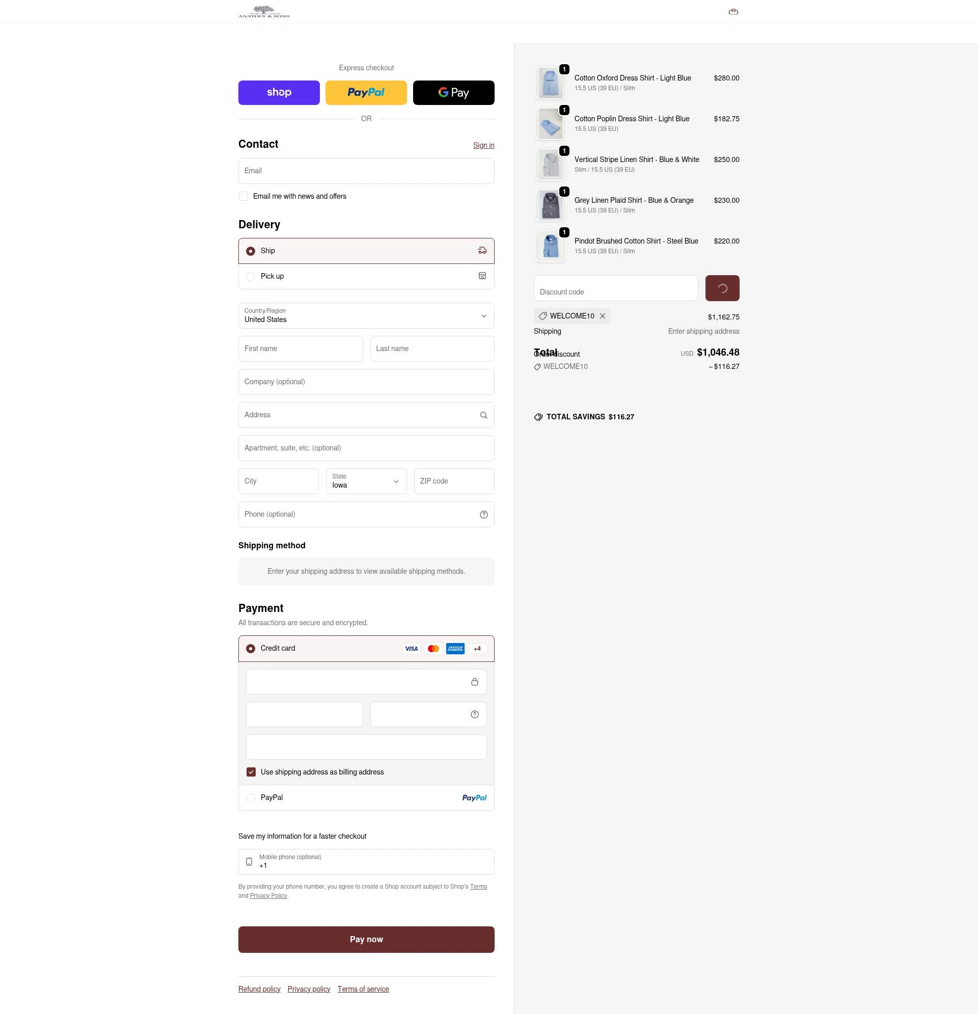 Anatoly's checkout page showing Anatoly's promo code box | Screenshot taken by SimplyCodes community member on Feb 3, 2026