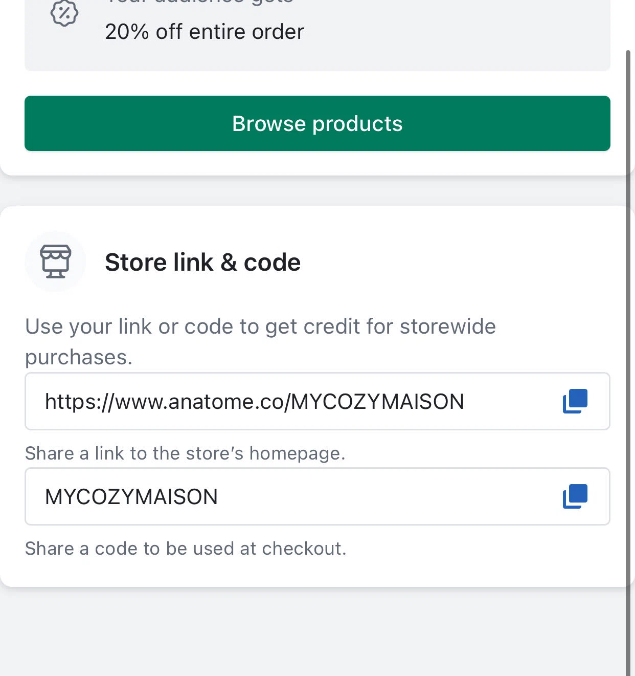 Anatome promo code screenshot showing code MYCOZYMAISON applied at Anatome checkout page. Uploaded by SimplyCodes community member ManuTrend on Nov 8, 2025
