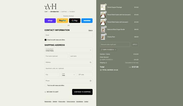 Ancient Healing Teas checkout page showing Ancient Healing Teas discount code box | Screenshot taken by SimplyCodes community member on Sep 11, 2025