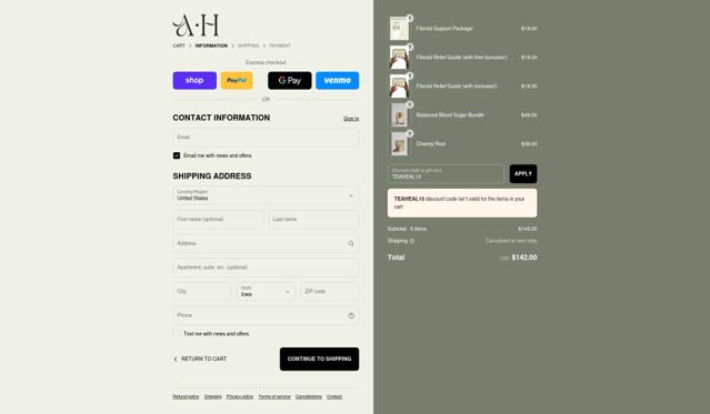 Ancient Healing Teas checkout page showing Ancient Healing Teas discount code box | Screenshot taken by SimplyCodes community member on Sep 11, 2025