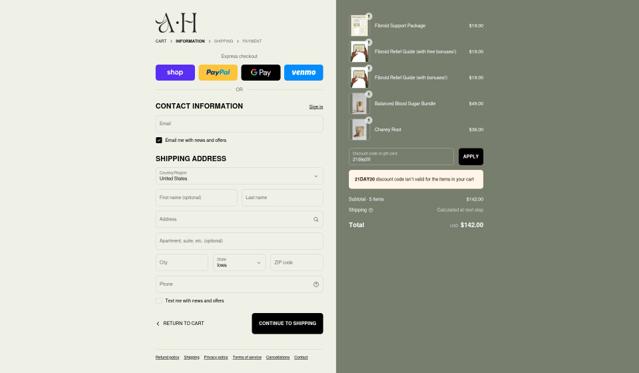 Ancient Healing Teas checkout page showing Ancient Healing Teas discount code box | Screenshot taken by SimplyCodes community member on Sep 11, 2025