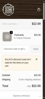 BULK15 coupon verification screenshot