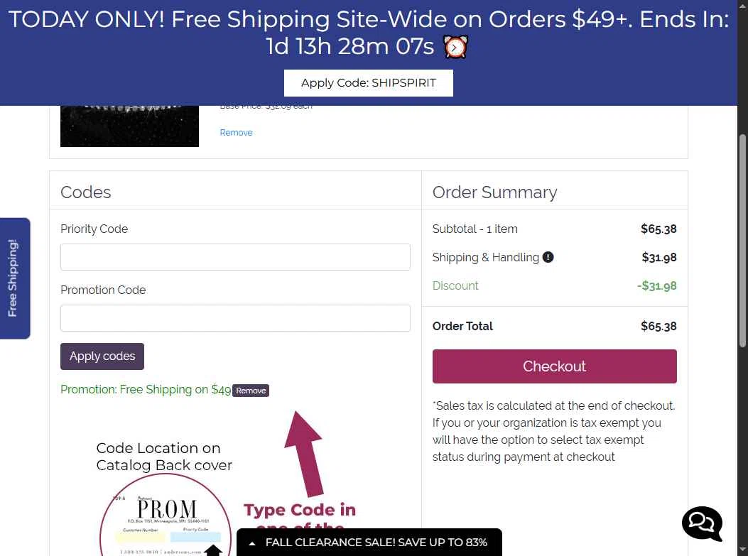 Anderson's checkout page showing Anderson's coupon code box | Screenshot taken by SimplyCodes community member on Oct 2, 2025
