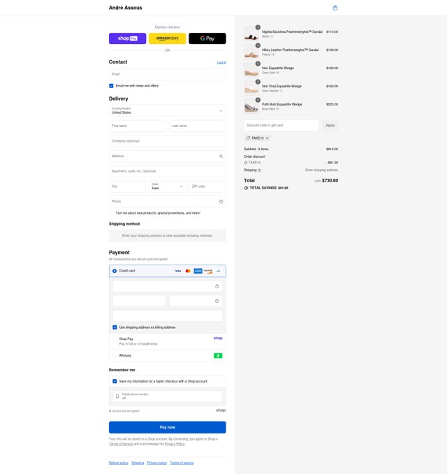 André Assous checkout page showing André Assous promo code box | Screenshot taken by SimplyCodes community member on Aug 26, 2025