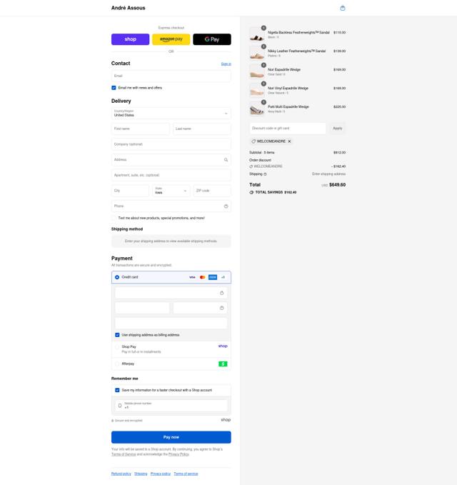 André Assous checkout page showing André Assous promo code box | Screenshot taken by SimplyCodes community member on Sep 12, 2025