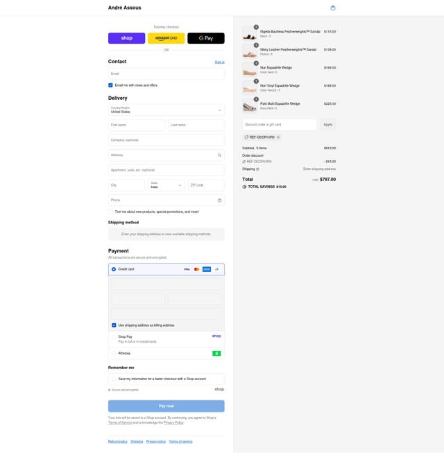 André Assous checkout page showing André Assous promo code box | Screenshot taken by SimplyCodes community member on Sep 12, 2025