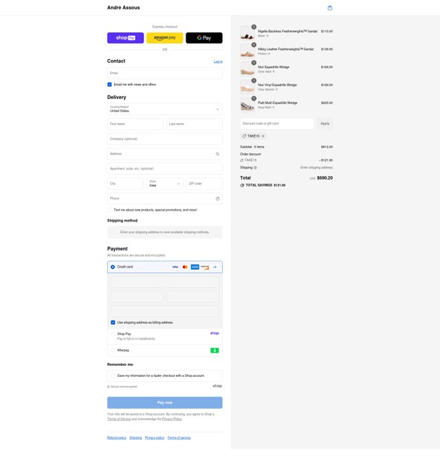 André Assous checkout page showing André Assous promo code box | Screenshot taken by SimplyCodes community member on Aug 26, 2025