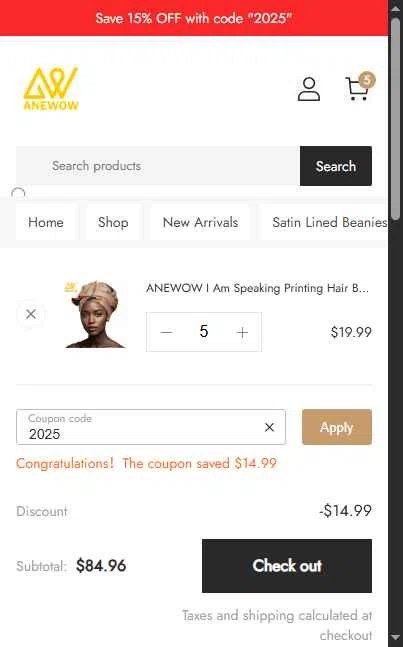 Anewow checkout page showing Anewow discount code box | Screenshot taken by SimplyCodes community member on Jan 12, 2026