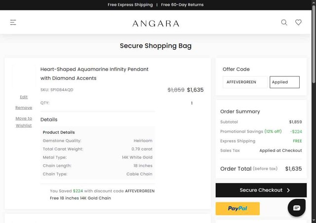 Angara checkout page showing Angara coupon code box | Screenshot taken by SimplyCodes community member on Aug 28, 2025