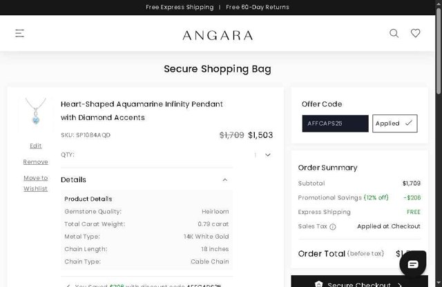 Angara checkout page showing Angara coupon code box | Screenshot taken by SimplyCodes community member on Jul 18, 2025