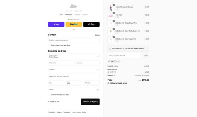 Angel Dear checkout page showing Angel Dear coupon code box | Screenshot taken by SimplyCodes community member on Sep 12, 2025