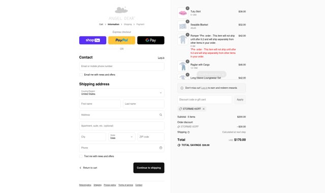 Angel Dear checkout page showing Angel Dear coupon code box | Screenshot taken by SimplyCodes community member on Aug 27, 2025