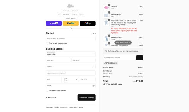 Angel Dear checkout page showing Angel Dear coupon code box | Screenshot taken by SimplyCodes community member on Aug 27, 2025