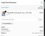 Angel Heart Boutique coupon verification screenshot