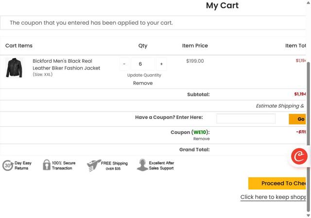 Angel Jackets checkout page showing Angel Jackets coupon code box | Screenshot taken by SimplyCodes community member on Sep 1, 2025