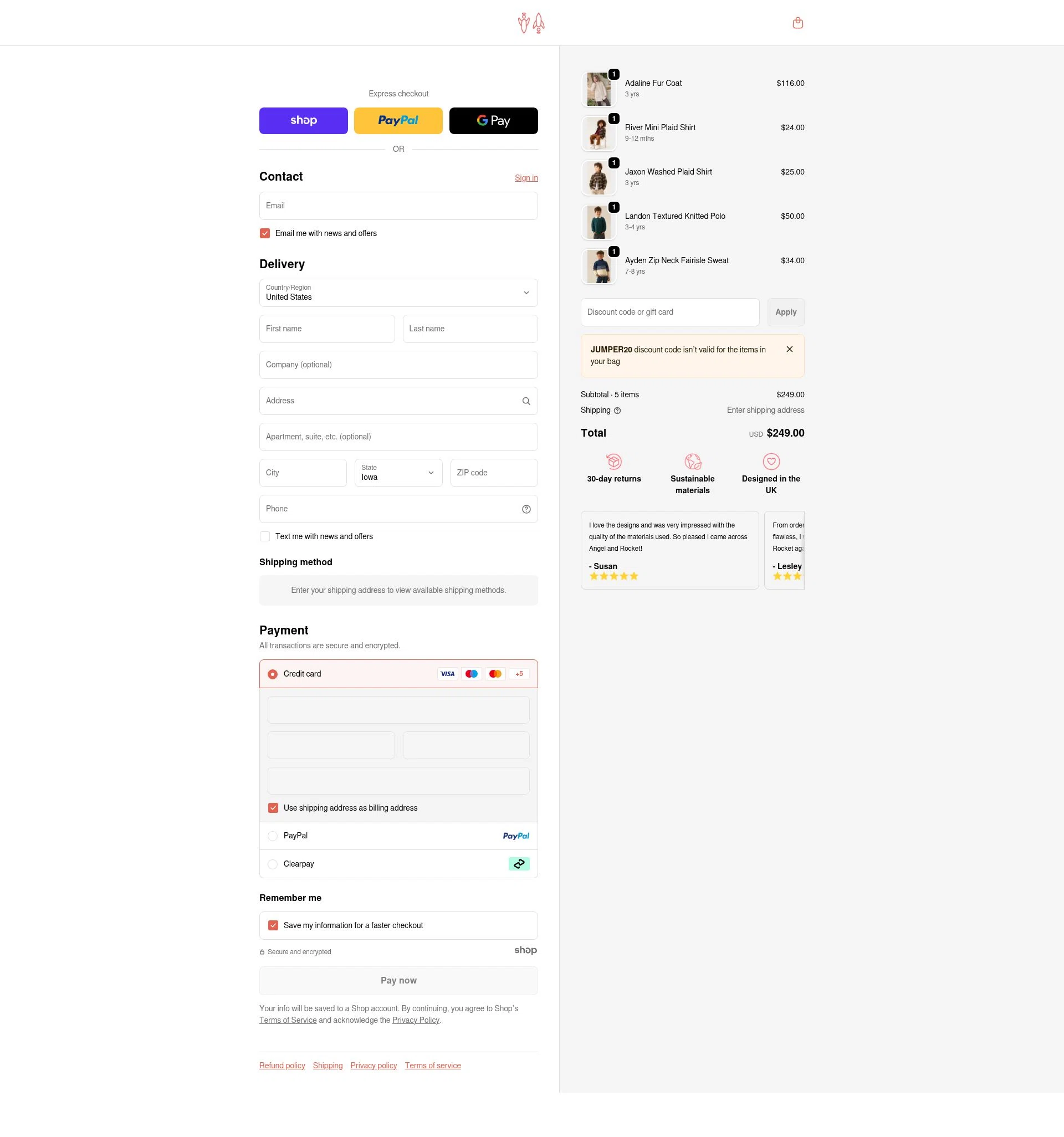 Angel & Rocket checkout page showing Angel & Rocket promo code box | Screenshot taken by SimplyCodes community member on Jan 1, 2026