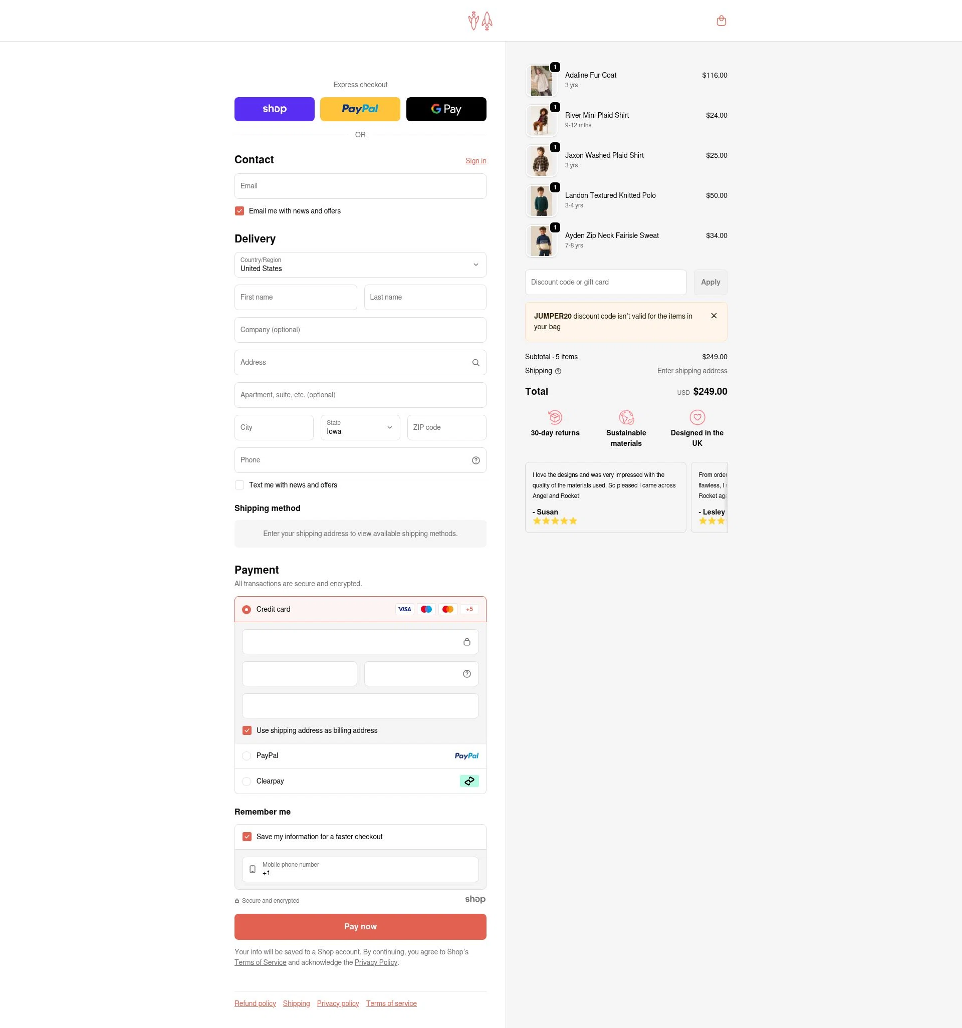 Angel & Rocket checkout page showing Angel & Rocket promo code box | Screenshot taken by SimplyCodes community member on Dec 27, 2025