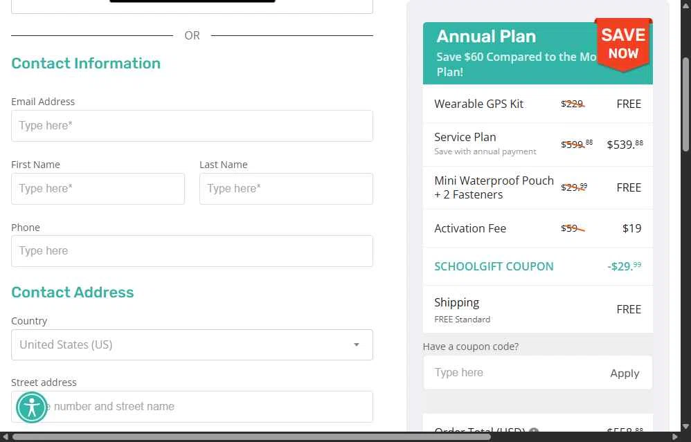 AngelSense checkout page showing AngelSense coupon code box | Screenshot taken by SimplyCodes community member on Dec 20, 2025