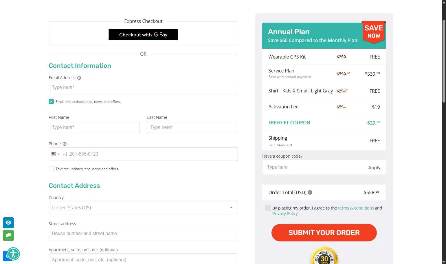 AngelSense checkout page showing AngelSense coupon code box | Screenshot taken by SimplyCodes community member on Jan 22, 2026