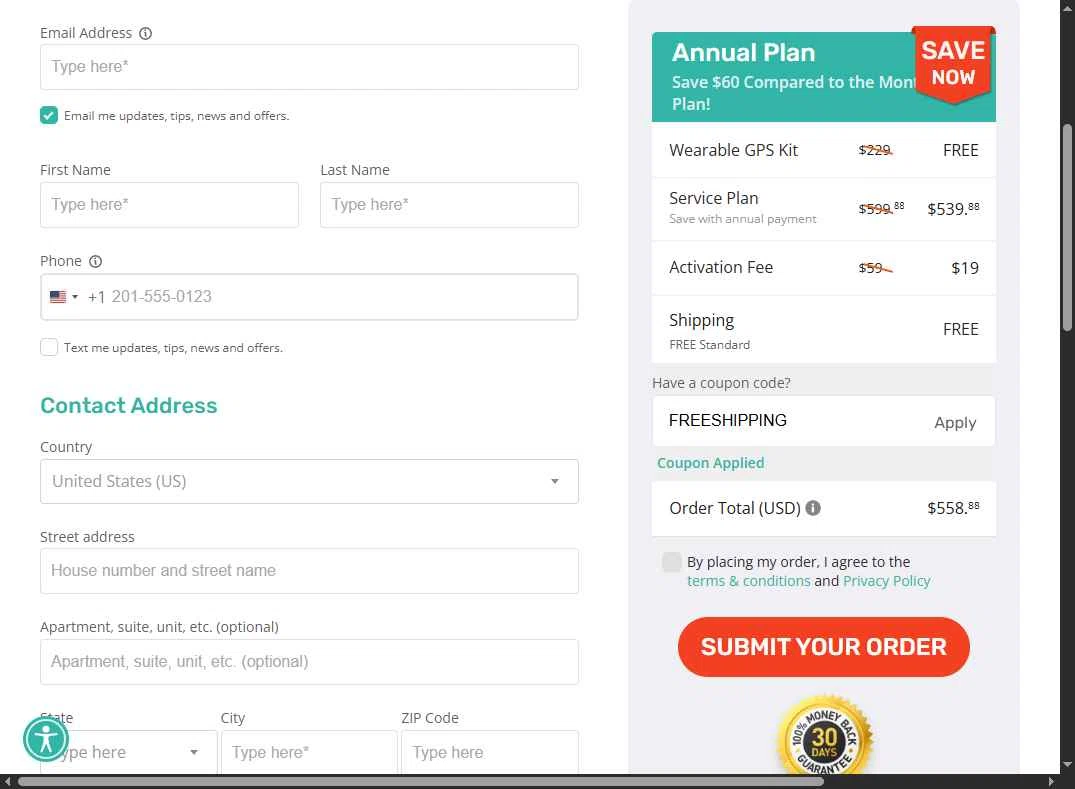 AngelSense checkout page showing AngelSense coupon code box | Screenshot taken by SimplyCodes community member on Jan 18, 2026