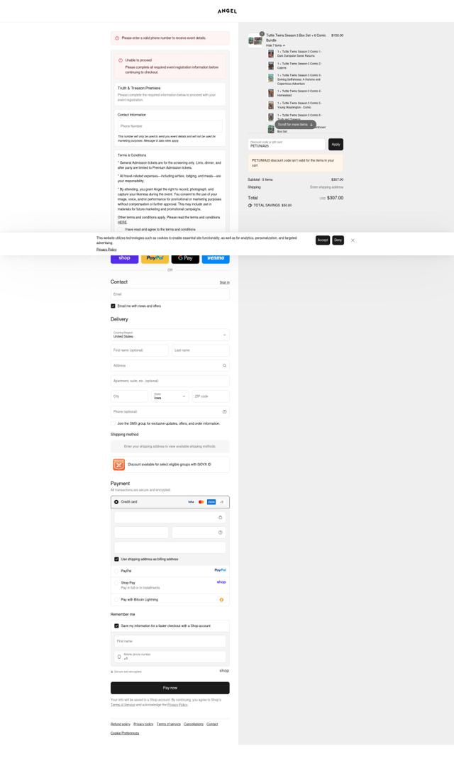 Angel Studios checkout page showing Angel Studios promo code box | Screenshot taken by SimplyCodes community member on Sep 11, 2025