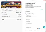 Anime Milwaukee coupon verification screenshot