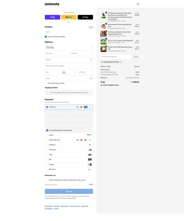 Animota checkout page showing Animota promo code box | Screenshot taken by SimplyCodes community member on Sep 15, 2025