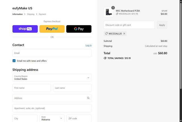 eufyMake checkout page showing eufyMake promo code box | Screenshot taken by SimplyCodes community member on Jul 7, 2025