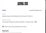 Anna Sui coupon verification screenshot