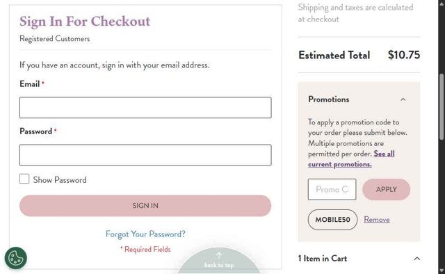 Annie's Kit Clubs checkout page showing Annie's Kit Clubs promo code box | Screenshot taken by SimplyCodes community member on Aug 10, 2025