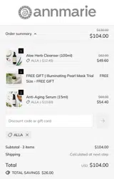 ALLA coupon verification screenshot