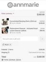 ALLA coupon verification screenshot