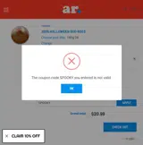 SPOOKY coupon verification screenshot