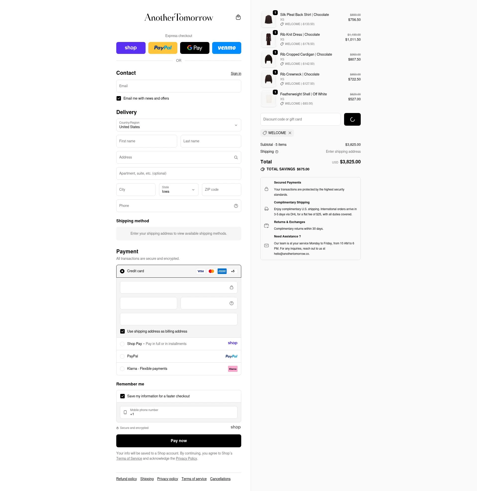 Another Tomorrow checkout page showing Another Tomorrow promo code box | Screenshot taken by SimplyCodes community member on Dec 28, 2025