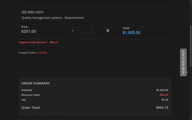 ANSI Webstore checkout page showing ANSI Webstore discount code box | Screenshot taken by SimplyCodes community member on May 5, 2025
