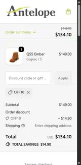 Antelope coupon verification screenshot