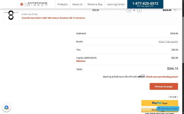 Antennas Direct checkout page showing Antennas Direct coupon code box | Screenshot taken by SimplyCodes community member on Jul 7, 2025