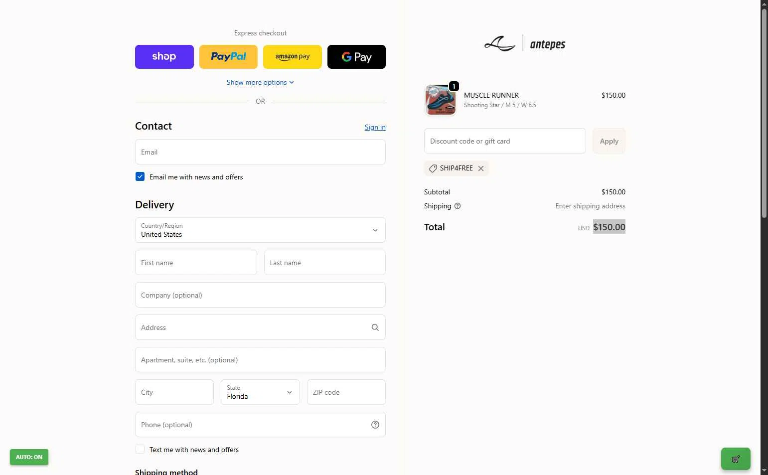 antepes checkout page showing antepes promo code box | Screenshot taken by SimplyCodes community member on Dec 25, 2025
