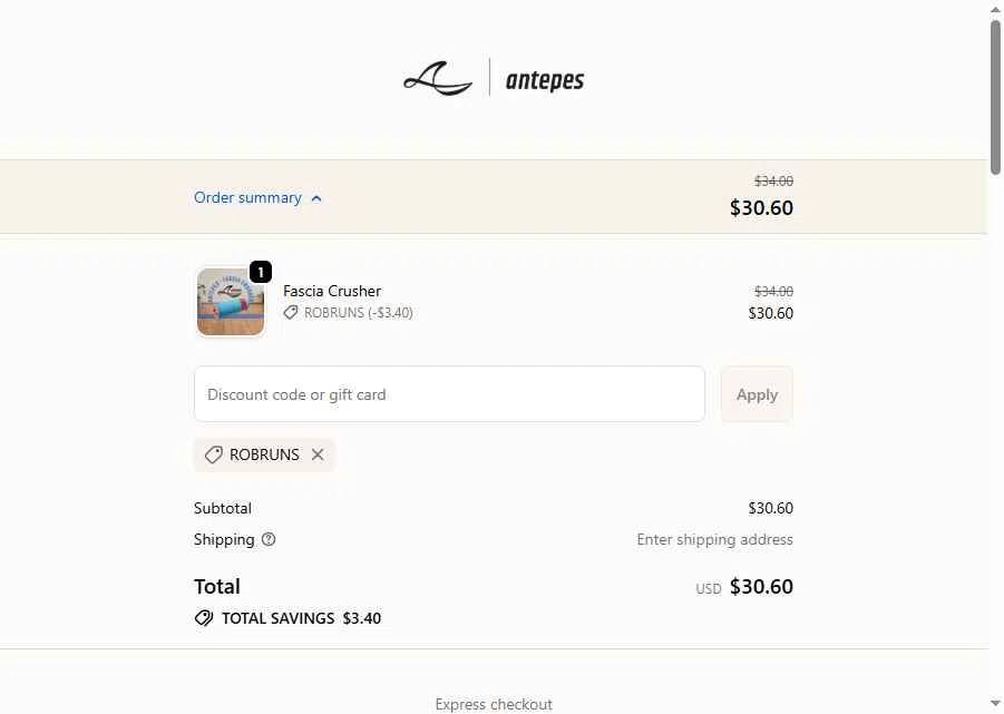 antepes checkout page showing antepes promo code box | Screenshot taken by SimplyCodes community member on Jan 22, 2026
