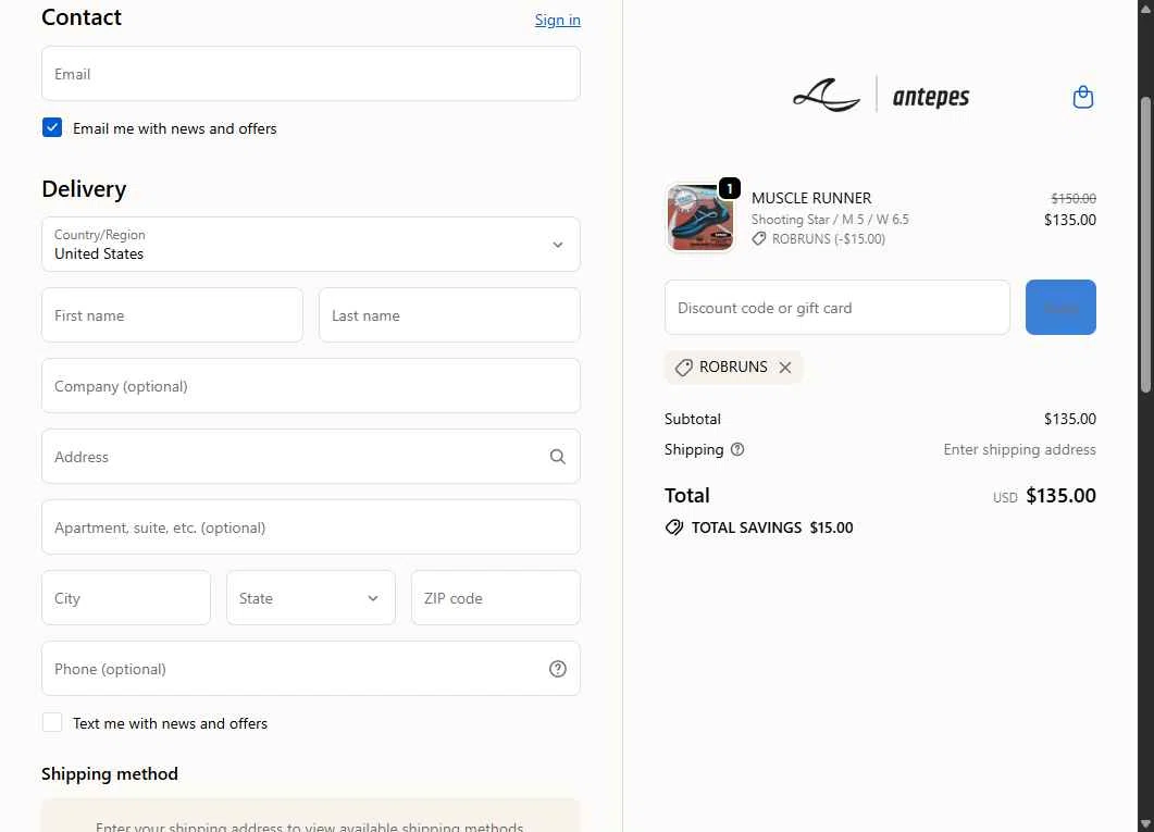 antepes checkout page showing antepes promo code box | Screenshot taken by SimplyCodes community member on Dec 24, 2025
