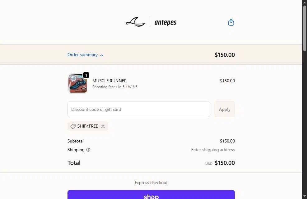 antepes checkout page showing antepes promo code box | Screenshot taken by SimplyCodes community member on Feb 21, 2026
