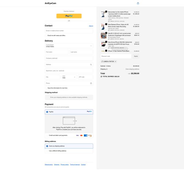 AntEyeCam checkout page showing AntEyeCam promo code box | Screenshot taken by SimplyCodes community member on Sep 21, 2025