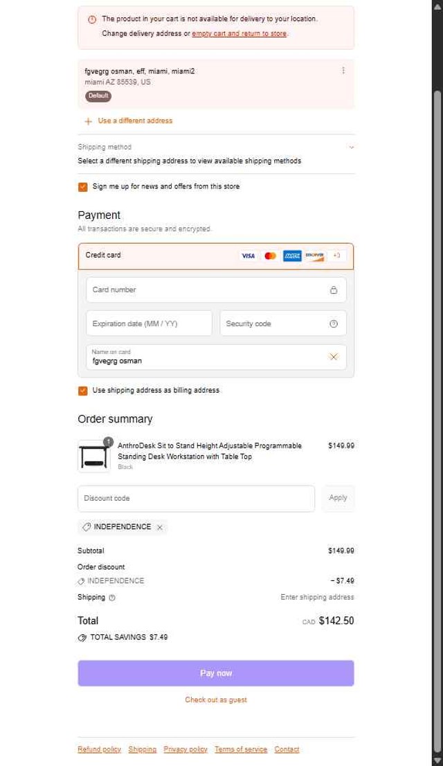 AnthroDesk checkout page showing AnthroDesk discount code box | Screenshot taken by SimplyCodes community member on Sep 3, 2025