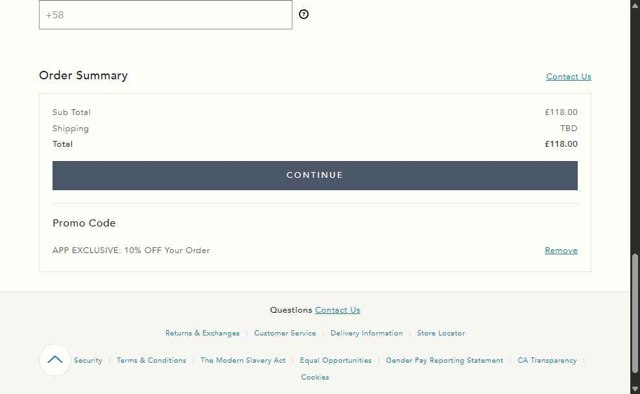 Anthropologie checkout page showing Anthropologie promo code box | Screenshot taken by SimplyCodes community member on Aug 24, 2025