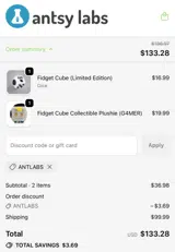 Antsy Labs coupon verification screenshot