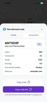 Antsy Labs coupon verification screenshot