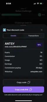 Antsy Labs coupon verification screenshot