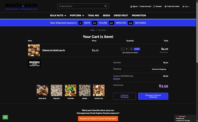 anuts.com checkout page showing anuts.com coupon code box | Screenshot taken by SimplyCodes community member on Aug 6, 2025