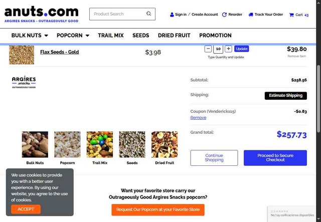 anuts.com checkout page showing anuts.com coupon code box | Screenshot taken by SimplyCodes community member on Aug 11, 2025