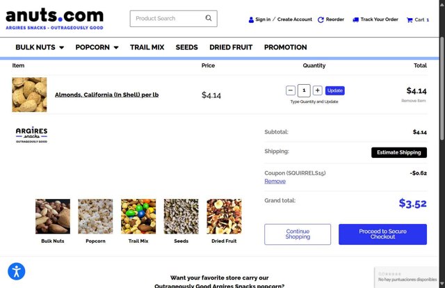anuts.com checkout page showing anuts.com coupon code box | Screenshot taken by SimplyCodes community member on Jul 15, 2025